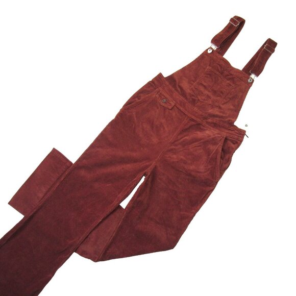 NWT Anthropologie Pilcro Corduroy Overalls in Honey Brown Stretch Flare Cord 30 - Picture 4 of 12